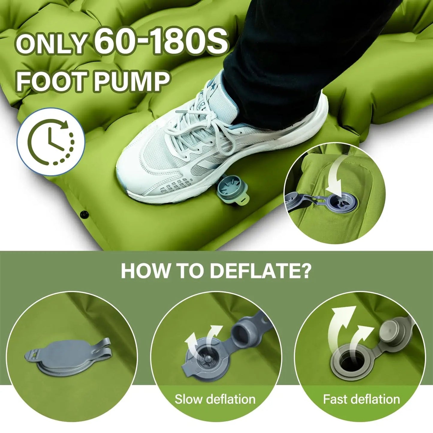 WESTTUNE Inflatable Mattress 4" Thick for 2 Person with Pillow Built - in Foot Pump Double Sleeping Pad for Backpacking Hiking - Avero