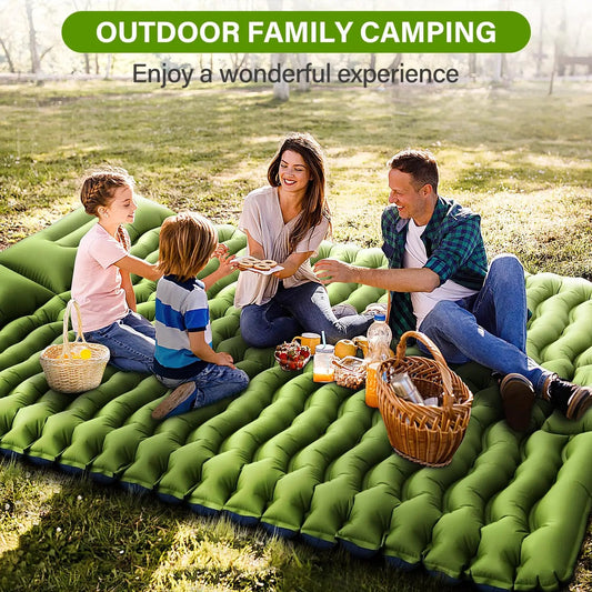 WESTTUNE Inflatable Mattress 4" Thick for 2 Person with Pillow Built - in Foot Pump Double Sleeping Pad for Backpacking Hiking - Avero