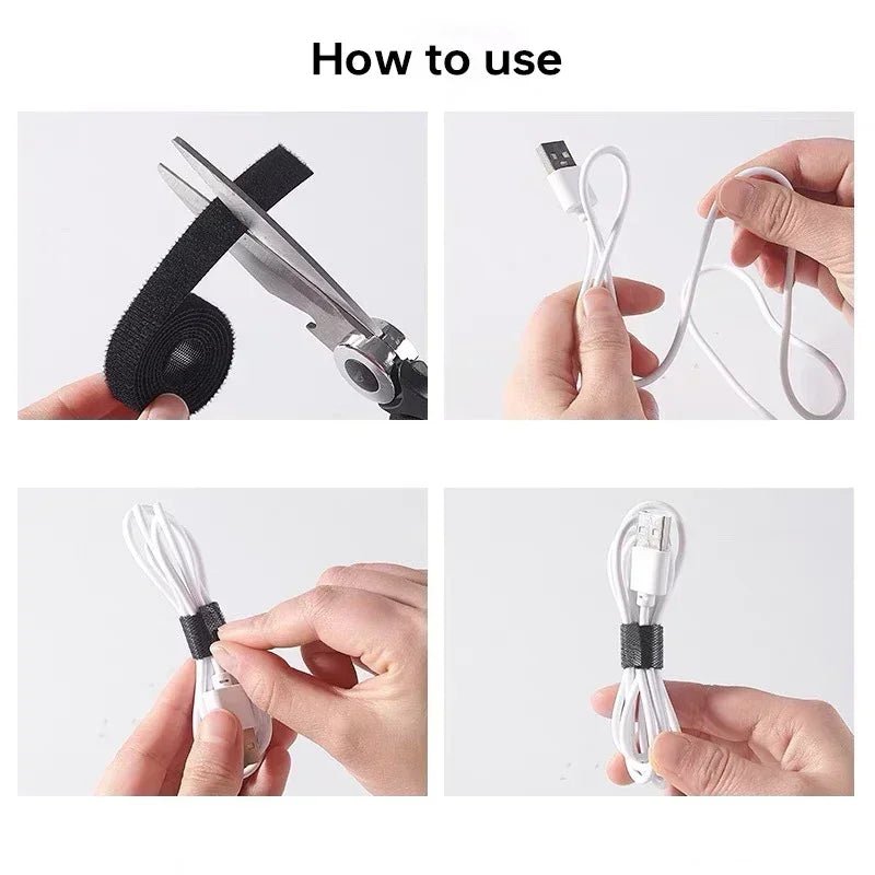 Wholesale 2/5M/Roll 12mm Width Cable Organizer USB Cable Winder Management nylon Free Cut Ties Mouse earphone Cord cable ties - Avero