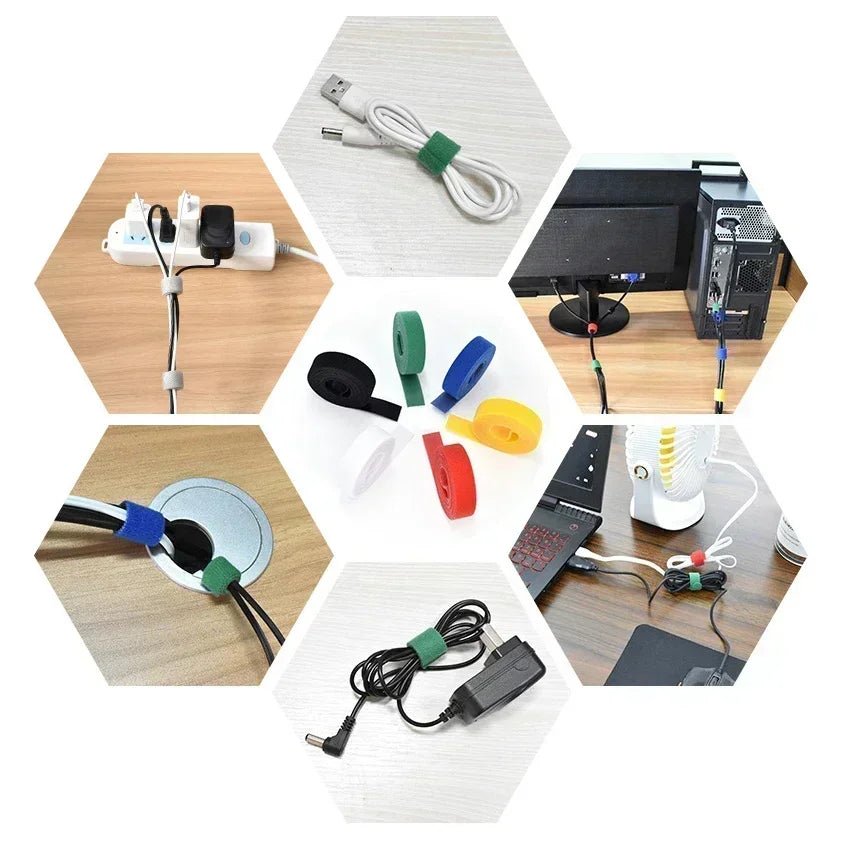 Wholesale 2/5M/Roll 12mm Width Cable Organizer USB Cable Winder Management nylon Free Cut Ties Mouse earphone Cord cable ties - Avero