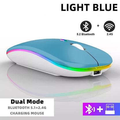Wireless Mouse For Laptop PC Bluetooth RGB Rechargeable Mouses Wireless Computer Silent Mice LED Backlit Ergonomic Gaming Mouse - Avero