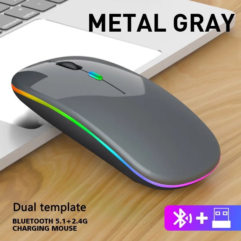 Wireless Mouse For Laptop PC Bluetooth RGB Rechargeable Mouses Wireless Computer Silent Mice LED Backlit Ergonomic Gaming Mouse - Avero