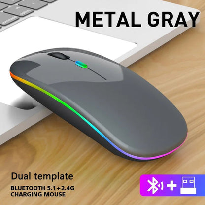 Wireless Mouse For Laptop PC Bluetooth RGB Rechargeable Mouses Wireless Computer Silent Mice LED Backlit Ergonomic Gaming Mouse - Avero