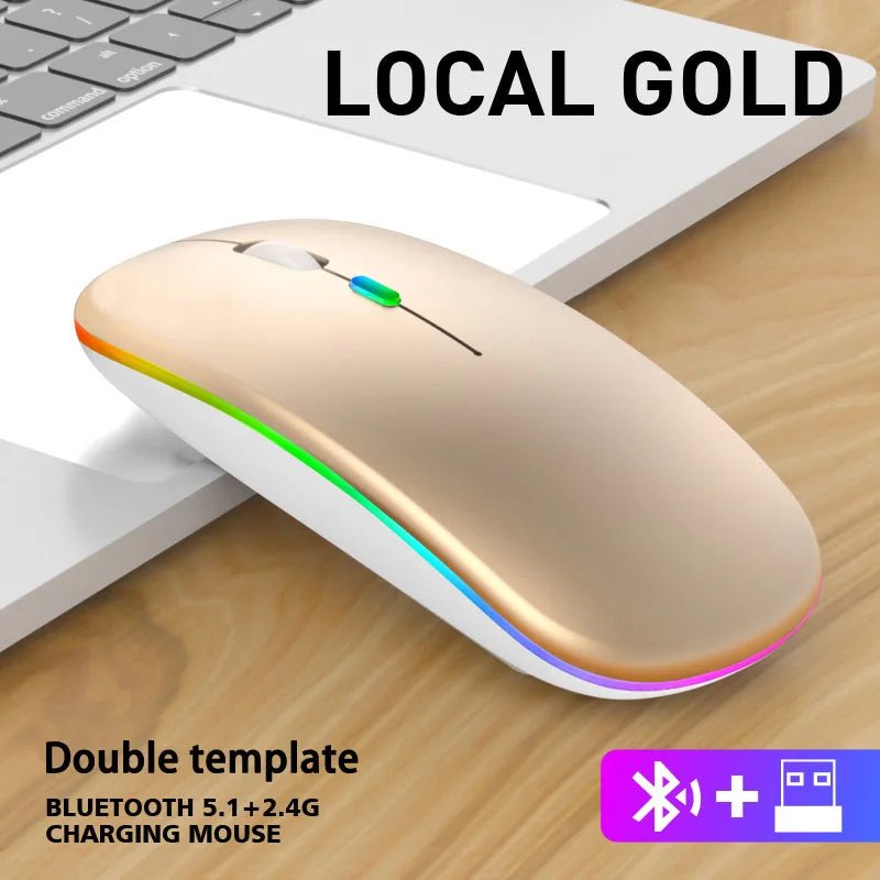 Wireless Mouse For Laptop PC Bluetooth RGB Rechargeable Mouses Wireless Computer Silent Mice LED Backlit Ergonomic Gaming Mouse - Avero
