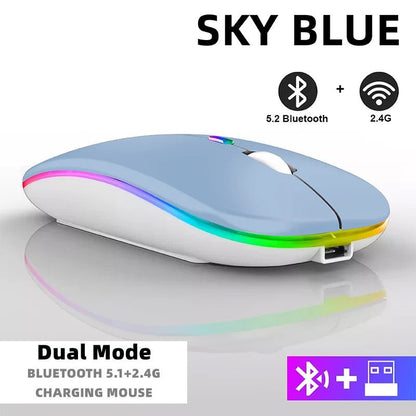 Wireless Mouse For Laptop PC Bluetooth RGB Rechargeable Mouses Wireless Computer Silent Mice LED Backlit Ergonomic Gaming Mouse - Avero