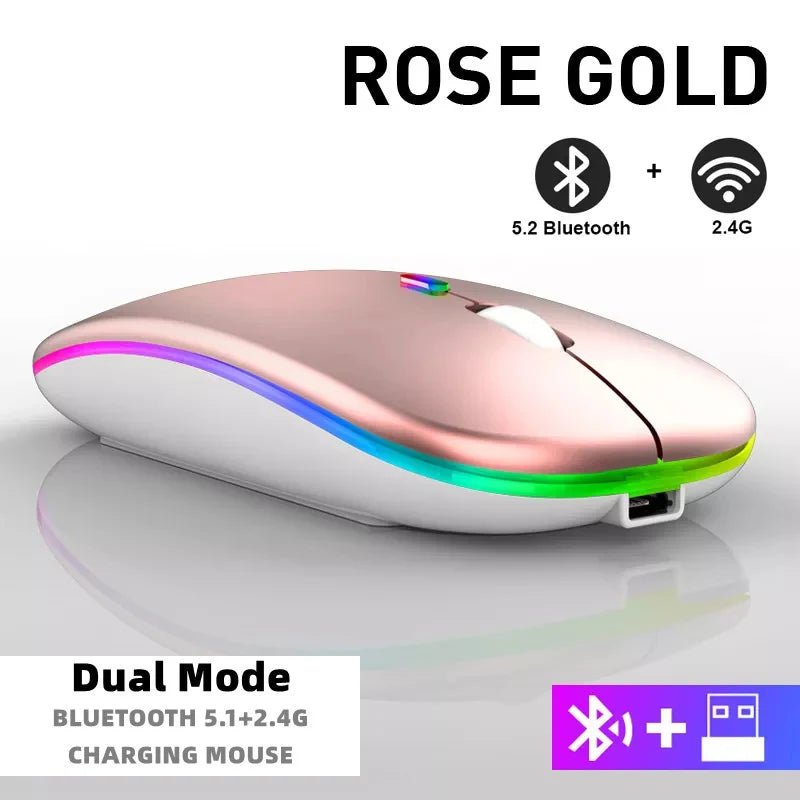 Wireless Mouse For Laptop PC Bluetooth RGB Rechargeable Mouses Wireless Computer Silent Mice LED Backlit Ergonomic Gaming Mouse - Avero