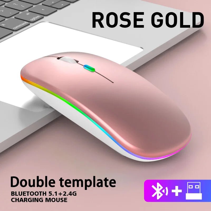 Wireless Mouse For Laptop PC Bluetooth RGB Rechargeable Mouses Wireless Computer Silent Mice LED Backlit Ergonomic Gaming Mouse - Avero