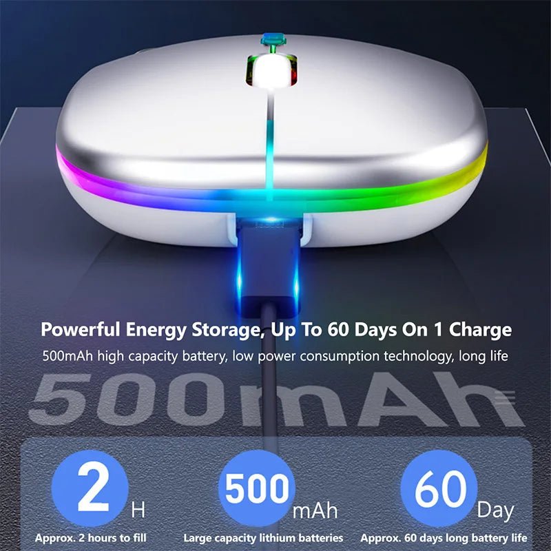 Wireless Mouse For Laptop PC Bluetooth RGB Rechargeable Mouses Wireless Computer Silent Mice LED Backlit Ergonomic Gaming Mouse - Avero