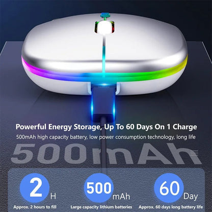 Wireless Mouse For Laptop PC Bluetooth RGB Rechargeable Mouses Wireless Computer Silent Mice LED Backlit Ergonomic Gaming Mouse - Avero