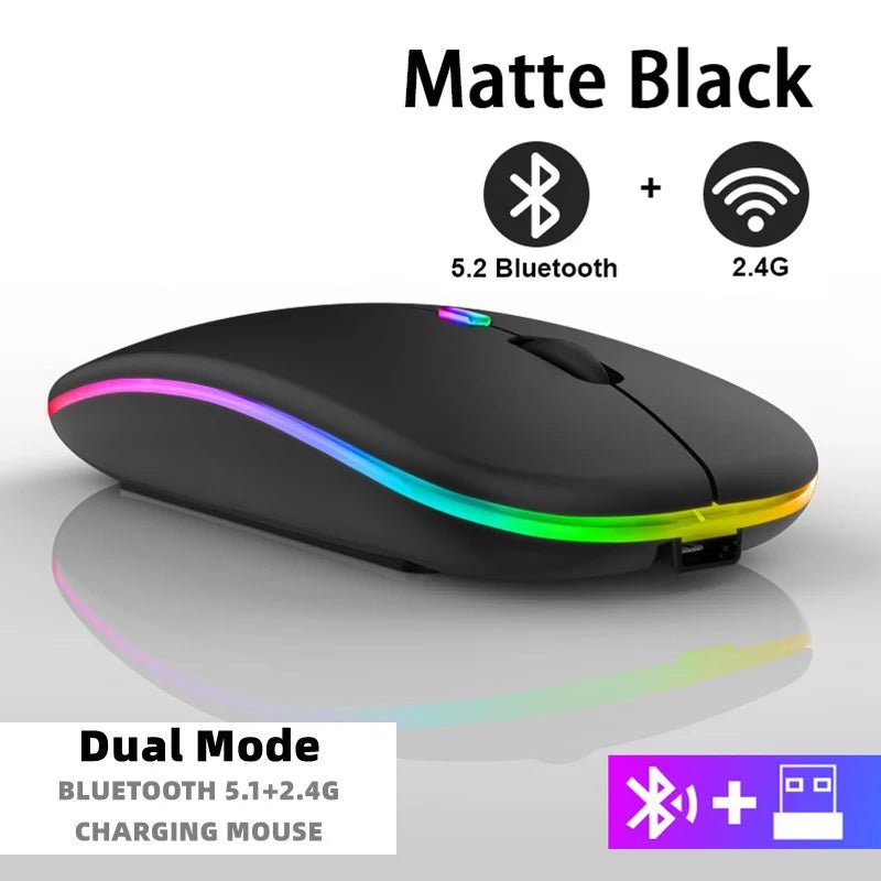 Wireless Mouse For Laptop PC Bluetooth RGB Rechargeable Mouses Wireless Computer Silent Mice LED Backlit Ergonomic Gaming Mouse - Avero