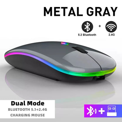 Wireless Mouse For Laptop PC Bluetooth RGB Rechargeable Mouses Wireless Computer Silent Mice LED Backlit Ergonomic Gaming Mouse - Avero