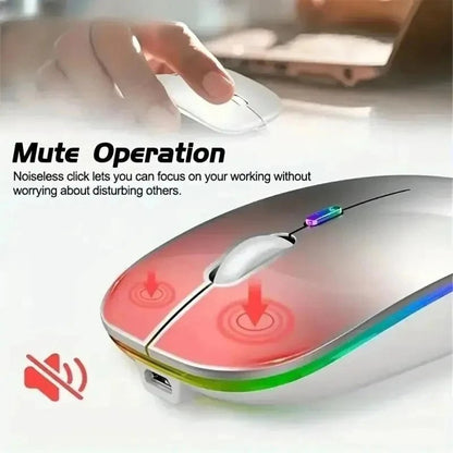 Wireless Mouse Rechargeable Silent LED Backlit Mice PC Laptop Computer Mous 2.4Ghz Receiver Bluetooth Dual Mode Optical Mice - Avero