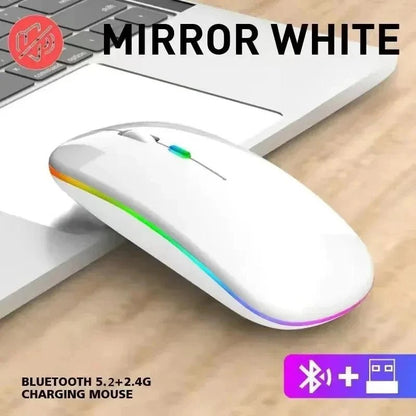 Wireless Mouse Rechargeable Silent LED Backlit Mice PC Laptop Computer Mous 2.4Ghz Receiver Bluetooth Dual Mode Optical Mice - Avero