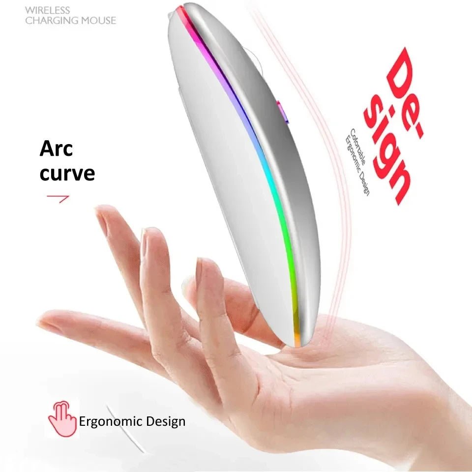 Wireless Mouse Rechargeable Silent LED Backlit Mice PC Laptop Computer Mous 2.4Ghz Receiver Bluetooth Dual Mode Optical Mice - Avero