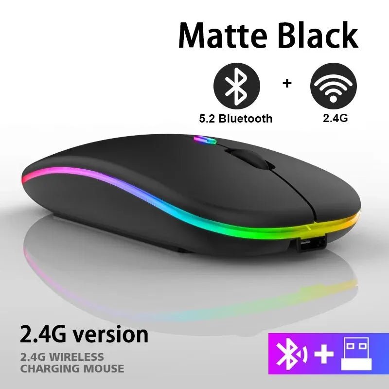 Wireless Mouse RGB Rechargeable Bluetooth Mice Wireless Computer Mause LED Backlit Ergonomic Gaming Mouse for Laptop PC 3600DPI - Avero