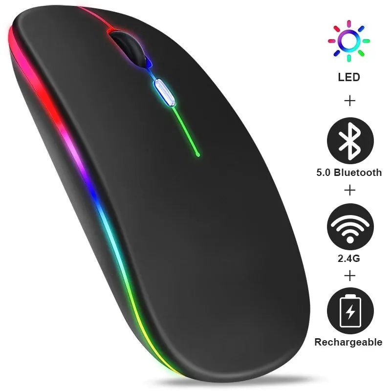 Wireless Mouse RGB Rechargeable Bluetooth Mice Wireless Computer Mause LED Backlit Ergonomic Gaming Mouse for Laptop PC 3600DPI - Avero