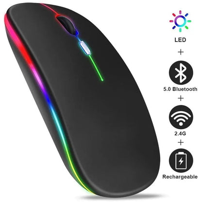 Wireless Mouse RGB Rechargeable Bluetooth Mice Wireless Computer Mause LED Backlit Ergonomic Gaming Mouse for Laptop PC 3600DPI - Avero