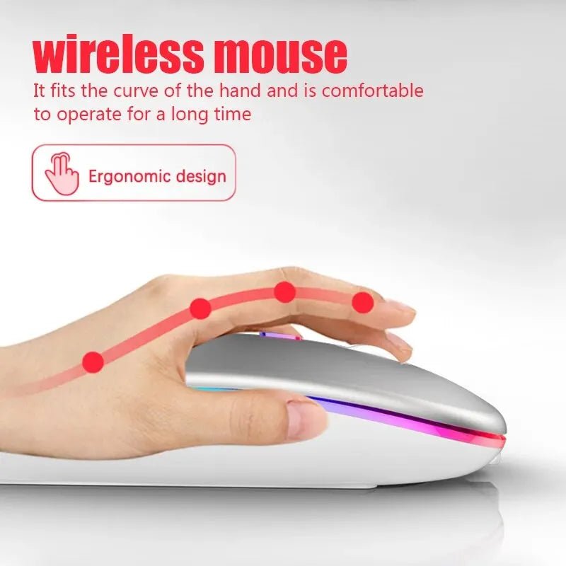 Wireless Mouse RGB Rechargeable Bluetooth Mice Wireless Computer Mause LED Backlit Ergonomic Gaming Mouse for Laptop PC 3600DPI - Avero