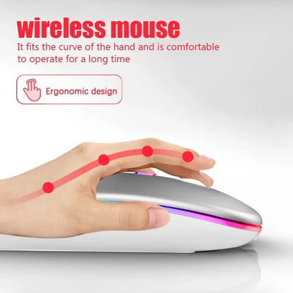 Wireless Mouse RGB Rechargeable Bluetooth Mice Wireless Computer Mause LED Backlit Ergonomic Gaming Mouse for Laptop PC 3600DPI - Avero