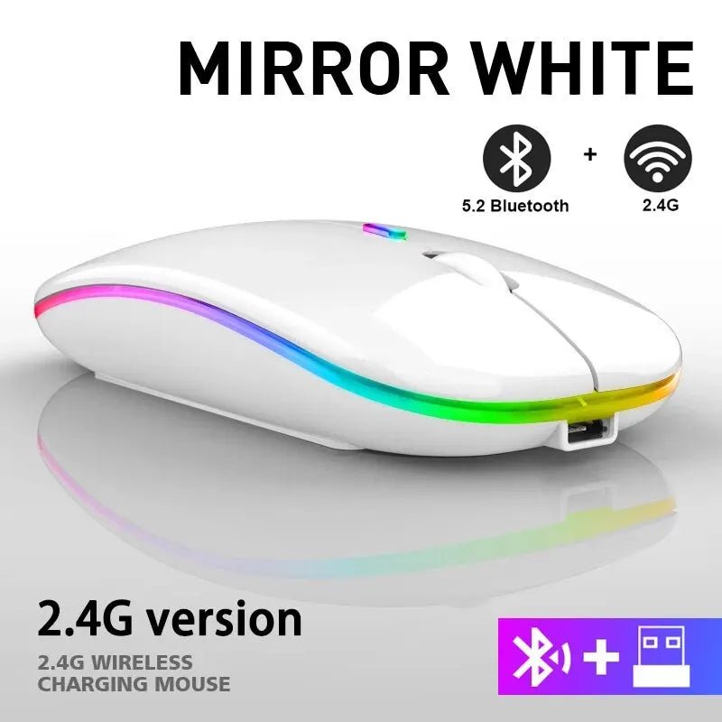 Wireless Mouse RGB Rechargeable Bluetooth Mice Wireless Computer Mause LED Backlit Ergonomic Gaming Mouse for Laptop PC 3600DPI - Avero