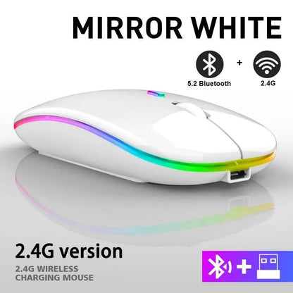 Wireless Mouse RGB Rechargeable Bluetooth Mice Wireless Computer Mause LED Backlit Ergonomic Gaming Mouse for Laptop PC 3600DPI - Avero