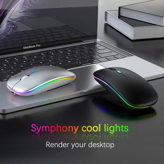 Wireless Mouse RGB Rechargeable Bluetooth Mice Wireless Computer Mause LED Backlit Ergonomic Gaming Mouse for Laptop PC 3600DPI - Avero