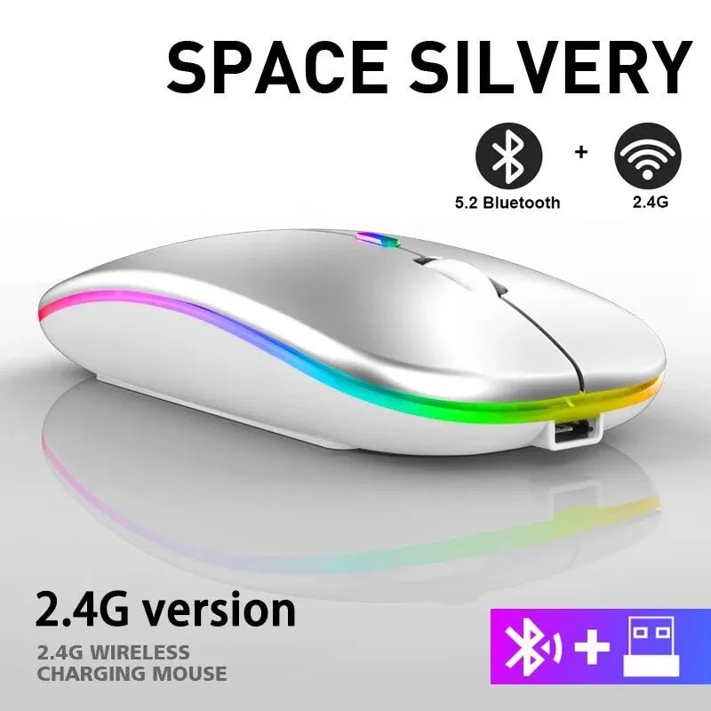 Wireless Mouse RGB Rechargeable Bluetooth Mice Wireless Computer Mause LED Backlit Ergonomic Gaming Mouse for Laptop PC 3600DPI - Avero