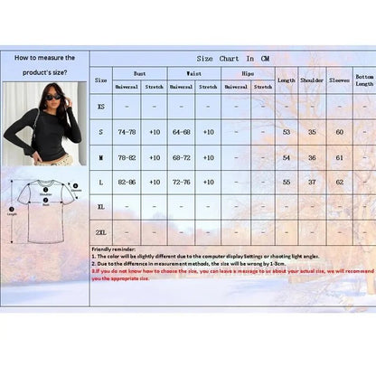 Woman Clothing Long Sleeve T-shirt Slim Fit Tops Female O - Neck Knitted Close - fitting Tee Shirt Street Wear 2024 New 2408 - Avero