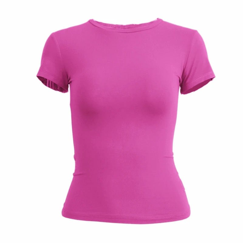 Woman Clothing Short Sleeve T-shirt Slim Fit Tops Female O - Neck Knitted Sheath Tee Shirt Street Wear Sex Sporty 2024 Y2K New2410 - Avero