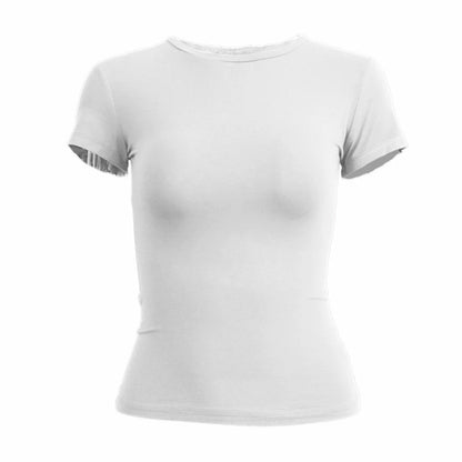 Woman Clothing Short Sleeve T-shirt Slim Fit Tops Female O - Neck Knitted Sheath Tee Shirt Street Wear Sex Sporty 2024 Y2K New2410 - Avero