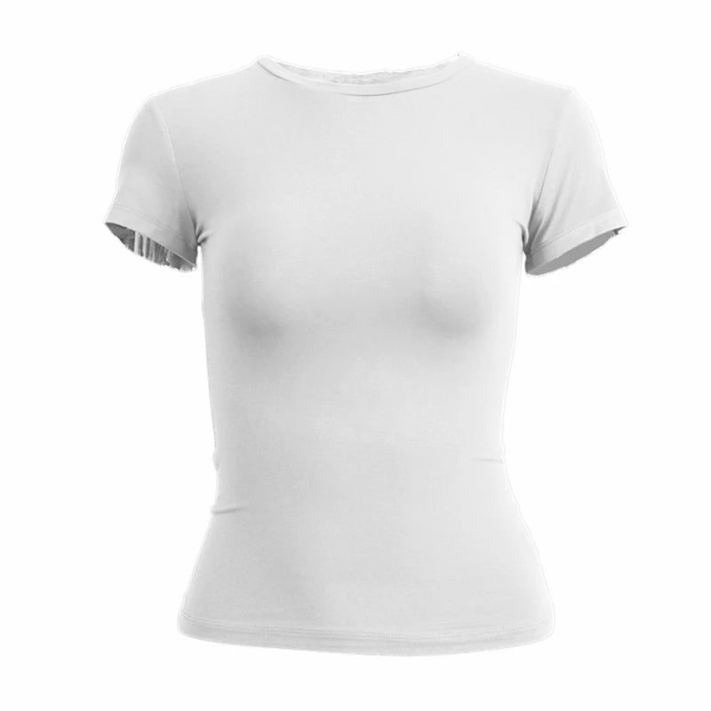 Woman Clothing Short Sleeve T-shirt Slim Fit Tops Female O - Neck Knitted Sheath Tee Shirt Street Wear Sex Sporty 2024 Y2K New2410 - Avero