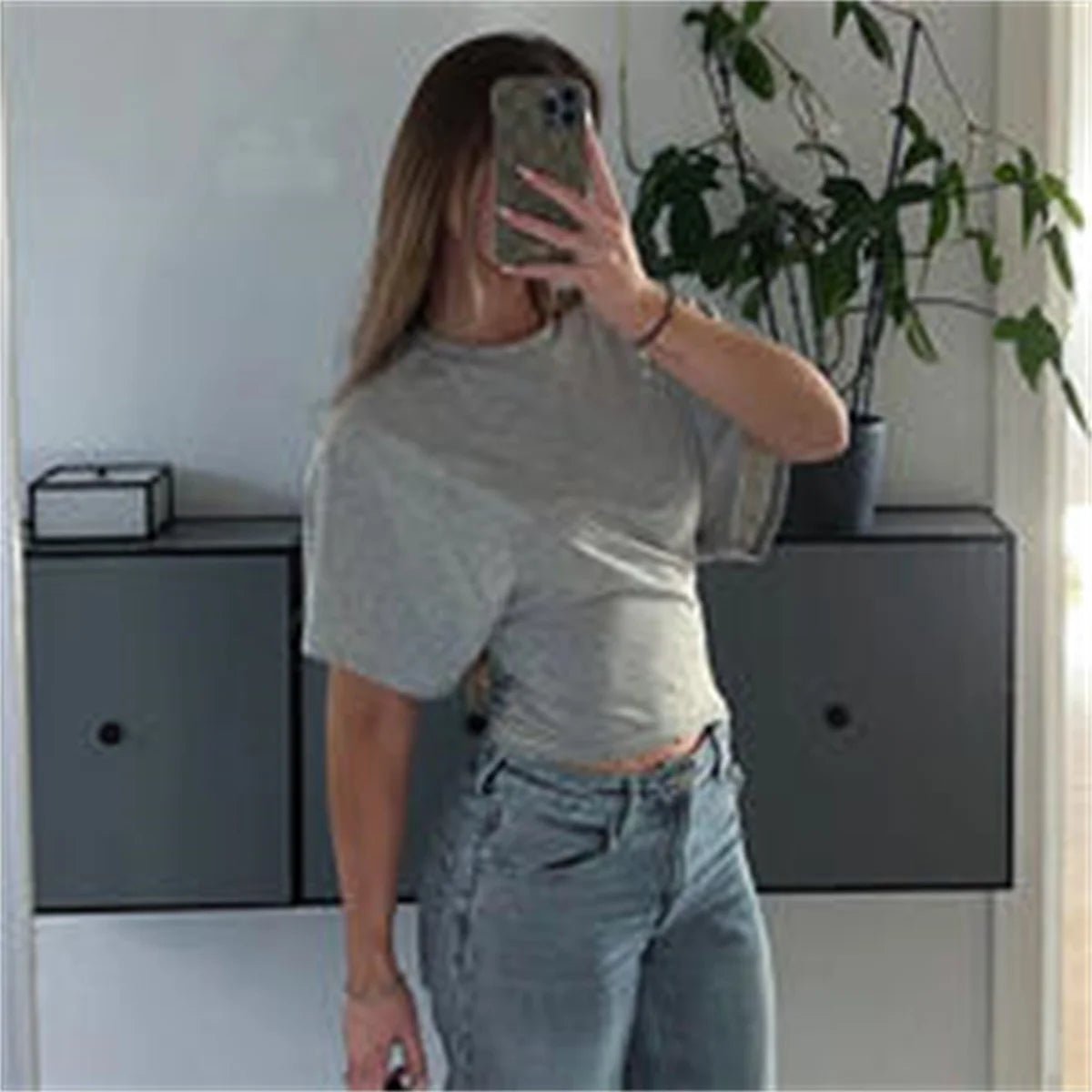 Women's Summer Loose Half Sleeve T-Shirt Tops O - Neck Waist Slimming Sweet Hottie Design Sense Positive Shoulder Chic Tees Top - Avero