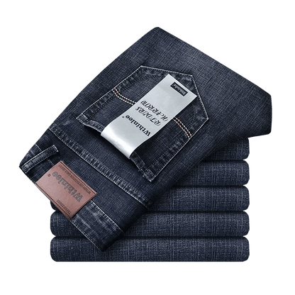 Wthinlee New Business Men's Jeans Casual Straight Stretch Fashion Classic Blue Black Work Denim Trousers Male Brand Clothing - Avero