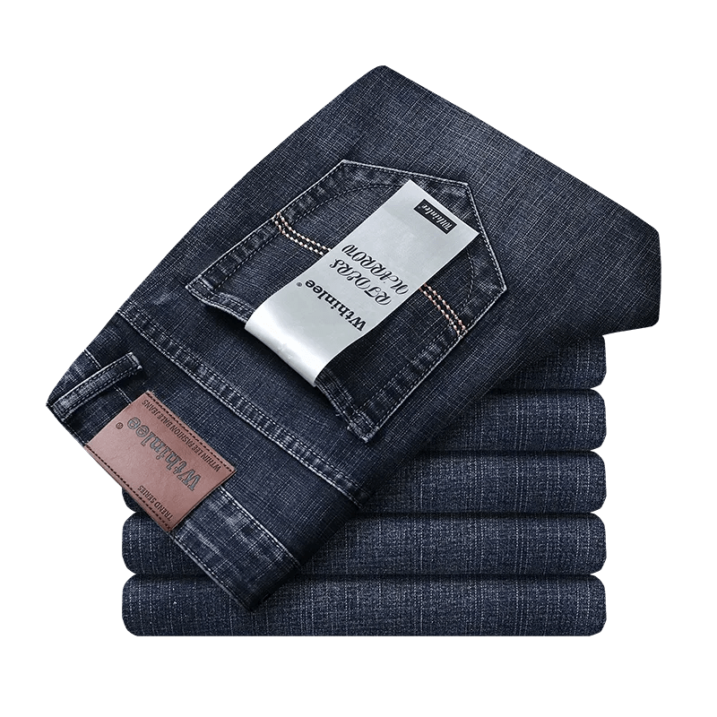 Wthinlee New Business Men's Jeans Casual Straight Stretch Fashion Classic Blue Black Work Denim Trousers Male Brand Clothing - Avero