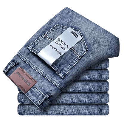 Wthinlee New Business Men's Jeans Casual Straight Stretch Fashion Classic Blue Black Work Denim Trousers Male Brand Clothing - Avero