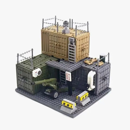 WW2 Military MOC War 2 Container Camp Equipment Warehouse SWAT Scene Cannon Base Model Building Blocks Bricks Children Toys Gift - Avero