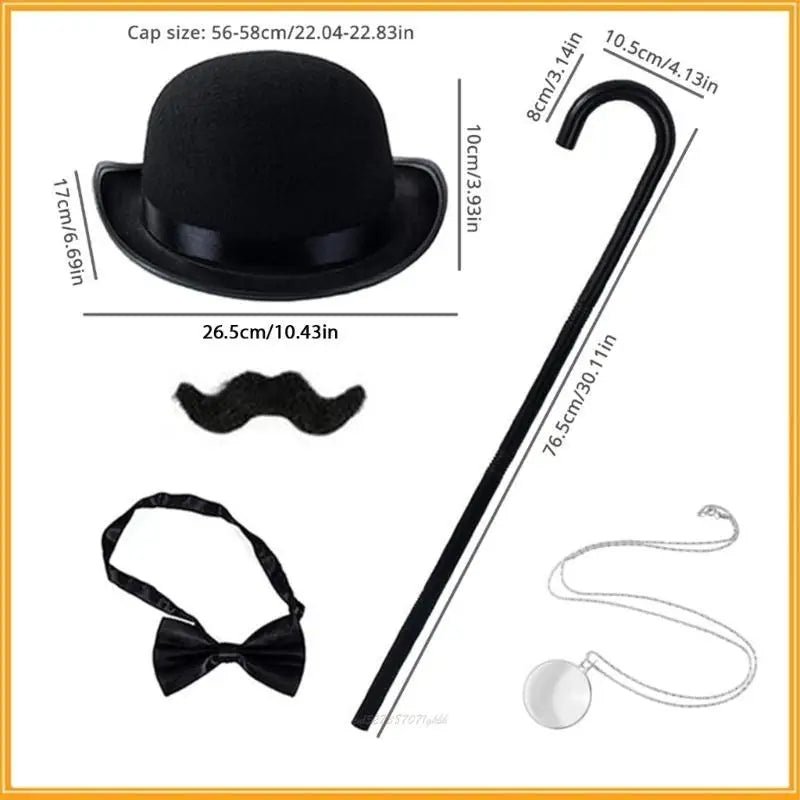 X5XA Rich Man Costume Victorian Costume Monopolys Costume Necktie Mustache Mustache - Avero