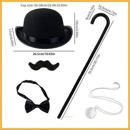 X5XA Rich Man Costume Victorian Costume Monopolys Costume Necktie Mustache Mustache - Avero