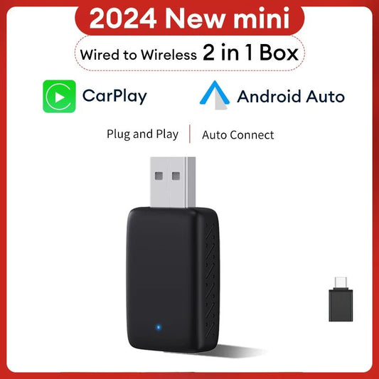 XUDA 2in1 Wireless Carplay Adapter Android Auto Smart Dongle Mini Box Plug And Play For Volvo Benz Cadillac Jeep Lexus Buick VW - Avero