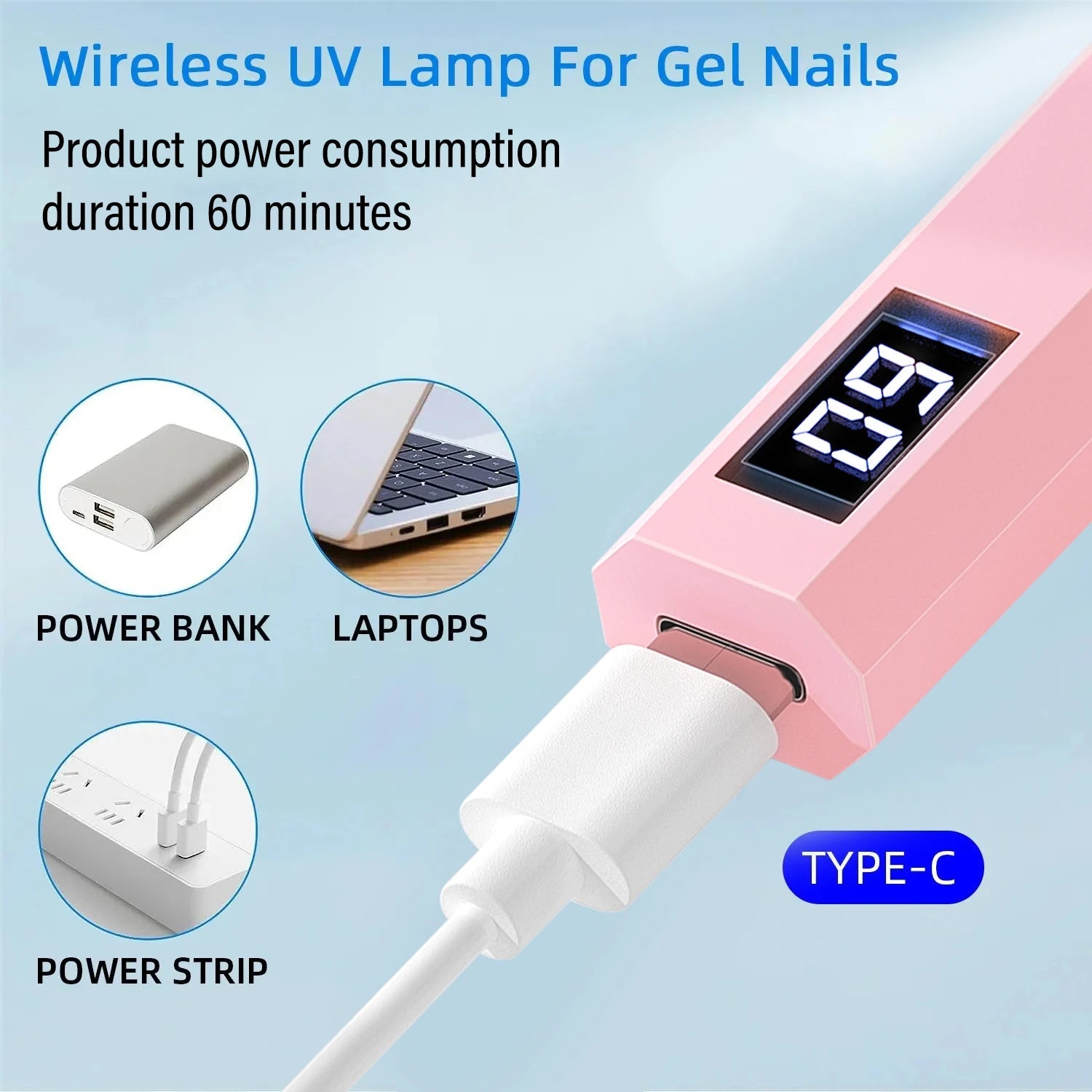 YIKOOLIN Convenient Handheld Nail Dryer Lamp UV/LED Nail Curing All Gel Polish Nail Art Tool USB Rechargeabl Nail Lamp - Avero