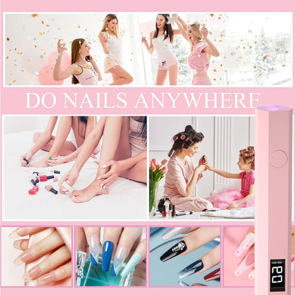 YIKOOLIN Convenient Handheld Nail Dryer Lamp UV/LED Nail Curing All Gel Polish Nail Art Tool USB Rechargeabl Nail Lamp - Avero