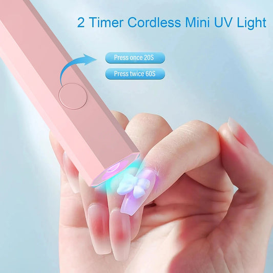 YIKOOLIN Convenient Handheld Nail Dryer Lamp UV/LED Nail Curing All Gel Polish Nail Art Tool USB Rechargeabl Nail Lamp - Avero