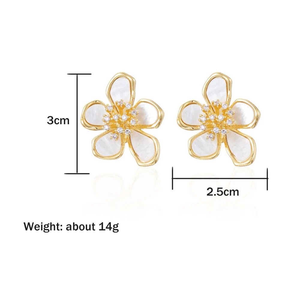 ZAKOL New Temperament Flower Earrings for Women Girls Sweet Korean Fashion Gold Color Crystal Zircon Party Accessories - Avero