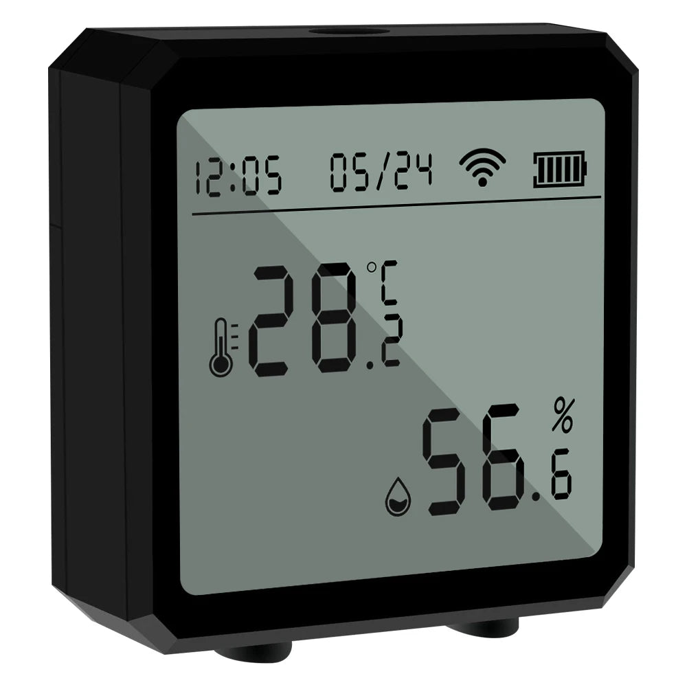 Zigbee Temperature Humidity Sensor with Tuya APP LCD Screen Digital Display Wireless Thermometer Work with Black or White Color - Avero